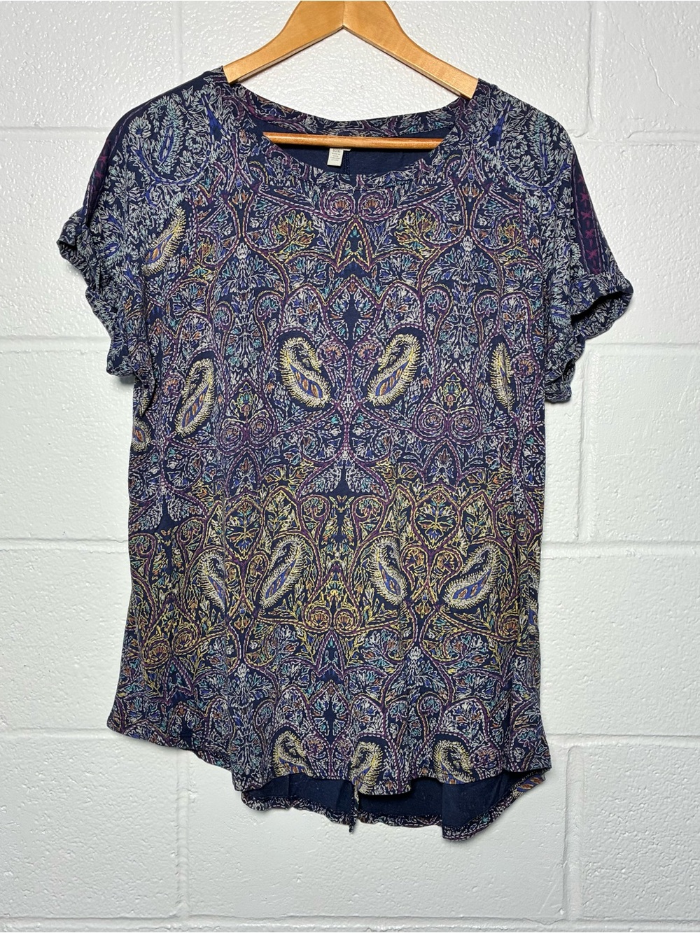 Lucky Brand split back paisley print cotton modal tshirt